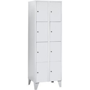 undefined, Wertfachschrank 300 mm, 2 Abteile, 8 Fächer, Sicherheitszylinderschloss, Fuss, lichtgrau
