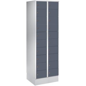 undefined, Schliessfachschrank, Stahlbl., Türanschl. rechts, Zylinderschloss, 20 Fächer, B 600 x H 1800 mm, l.grau RAL 7035/b.grau RAL 7031