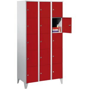 undefined, Wertfachschrank 300 mm, 3 Abteile, 15 Fächer, Sicherheitszylinderschloss, Fuss, feuerrot