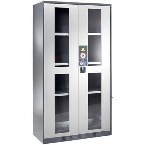 asecos®, Labor-Chemikalienschrank, 2-türig, hoch, 3 Fachböden, mit Sichtfenster, grau asecos