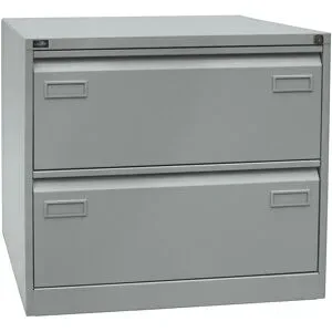Hängeregistraturschrank LIGHT, 2-bahnig, 2 Schübe, DIN A4, silber BISLEY