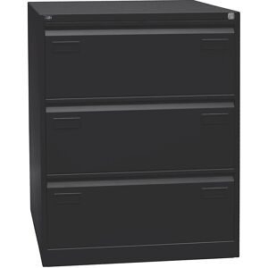 Bisley, BISLEY LIGHT Hängeregisterschrank mit Griffleiste, 2-bahnig, 3 Schubladen, schwarz