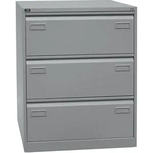 Bisley, BISLEY LIGHT Hängeregisterschrank mit Griffleiste, 2-bahnig, 3 Schubladen, silber