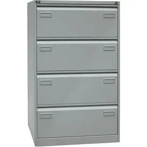 Bisley, BISLEY Hängeregisterschrank LIGHT mit Griffleiste, 2-bahnig, 4 Schubladen, silber