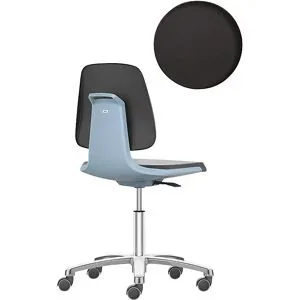 bimos, Arbeitsdrehstuhl Labsit, Kunstleder, Rollen, B 450 x T 420 x H 450 - 650 mm, blau