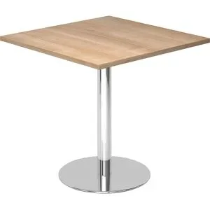 Hammerbacher, Besprechungstisch, Gestell verchromt, BxT 800 x 800 mm, Nussbaum