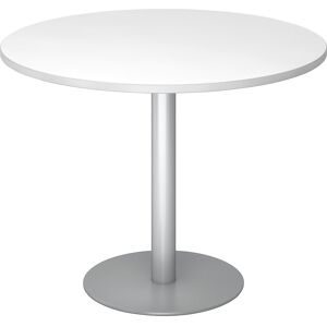 Hammerbacher, Hammerbacher Säulentisch Silber, Weiß Melaminharzbeschichtete Spanplatte STF10 1.000 x 745 mm