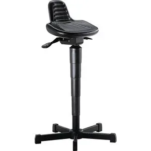 meychair, meychair Stehhilfe, dreh- und neigbarer PU-Sitz, Sitzhöhe 620-890 mm, Stahlbasis, kurze Rückenlehne