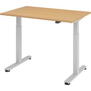 Hammerbacher, Hammerbacher Sitz-Stehschreibtisch XMST Buche, Silber 1.200 x 800 x 650 mm