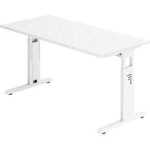 Hammerbacher, Hammerbacher Höhenverstellbarer gerader Schreibtisch mit C-Fuß Express Q Weiß 1.400 x 672 x 685 - 810 mm