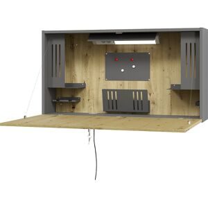 LIVIQUE, Schreibtisch Office Braun Holzwerkstoff 120 cm Abschliessbar - Farbe: Asteiche - Schreibtisch