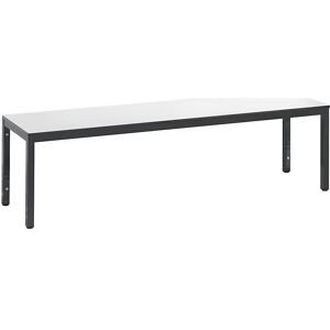C + P, Umkleidebank Basic Plus, für Feuchträume, ohne Rückenlehne, 6-Fussgestell schwarzgrau RAL 7021, ohne Schuhrost, B 1500 mm, Dekor weiss