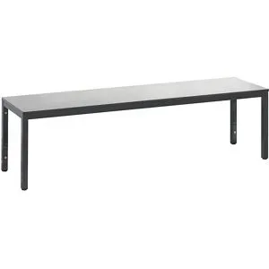 C + P, Umkleidebank Basic Plus, für Feuchträume, ohne Rückenlehne, 6-Fussgestell schwarzgrau RAL 7021, ohne Schuhrost, B 1500 mm, Dekor silbergrau