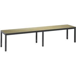 C + P, Umkleidebank Basic Plus, für Feuchträume, ohne Rückenlehne, 6-Fussgestell schwarzgrau RAL 7021, ohne Schuhrost, B 1960 mm, Dekor Eiche Serrano