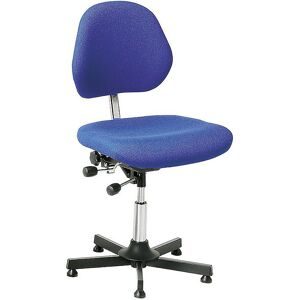 kaiserkraft Arbeitsstuhl AEGA, niedrige Ausführung mit Bodengleitern, Stoffbezug, blau, höhenverstellbar 500 - 630 mm