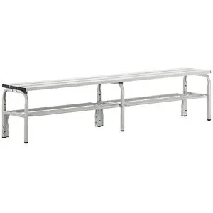 Umkleidebank aus Edelstahl, HxT 450 x 350 mm, Länge 2000 mm, lichtgrau, Schuhrost Sypro