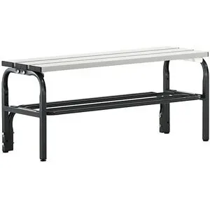 Umkleidebank mit Aluminiumleisten, HxT 450 x 350 mm, Länge 1015 mm, anthrazit, Schuhrost Sypro