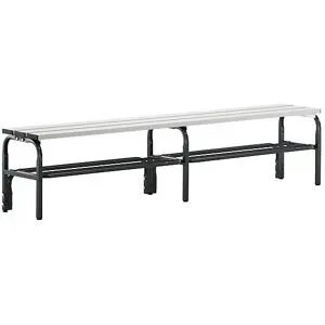 Umkleidebank mit Aluminiumleisten, HxT 450 x 350 mm, Länge 1500 mm, anthrazit, Schuhrost Sypro