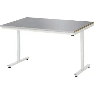 RAU, RAU elektrisch höhenverstellbarer Werktisch Serie adlatus 150, HxBxT 720-1.120 x 1.500 x 1.000 mm, Arbeitsplatte Edelstahlblech-Belag