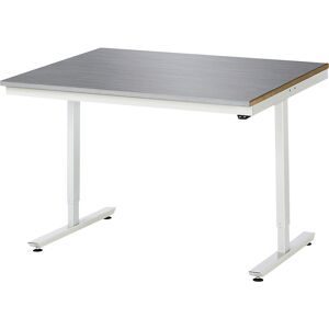 RAU, RAU elektrisch höhenverstellbarer Werktisch Serie adlatus 150, HxBxT 720-1.120 x 1.250 x 1.000 mm, Arbeitsplatte Edelstahlblech-Belag