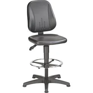 bimos, Arbeitsdrehstuhl 9651, Kunstleder, Gleiter, Fussring, schwarz