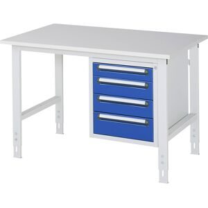 RAU, RAU höhenverstellbarer Werktisch Serie TOM, HxBxT 760-1.080 x 1.250 x 800 mm, 4 Schubladen, Arbeitsplatte Melamin-Belag