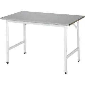 RAU, RAU höhenverstellbarer Werktisch Serie JERRY, HxBxT 800-850 x 1.250 x 800 mm, Arbeitsplatte Edelstahlblech-Belag