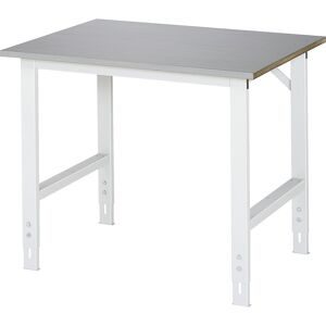 RAU, RAU höhenverstellbarer Werktisch Serie TOM, HxBxT 760-1.080 x 1.000 x 800 mm, Arbeitsplatte Edelstahlblech-Belag