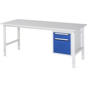 kaiserkraft Arbeitstisch mit Schubladenschrank, Unterbau-Container mit 2 Schubladen 1 x 120, 1 x 360 mm, BxT 2000 x 800 mm, M-Platte, Stärke 22 mm