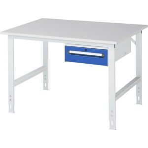kaiserkraft Arbeitstisch mit Schubladenschrank, Unterbau-Container mit 1 Schublade 150 mm, BxT 1250 x 1000 mm, M-Platte, Stärke 22 mm