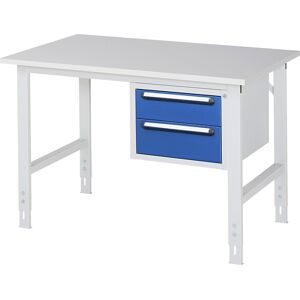 kaiserkraft Arbeitstisch mit Schubladenschrank, Unterbau-Container mit 2 Schubladen 1 x 150, 1 x 180 mm, BxT 1250 x 800 mm, M-Platte, Stärke 22 mm