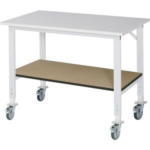 RAU, RAU höhenverstellbarer, mobiler Werktisch Serie TOM, HxBxT 910-1.230 x 1.250 x 800 mm, Arbeitsplatte Melamin-Belag
