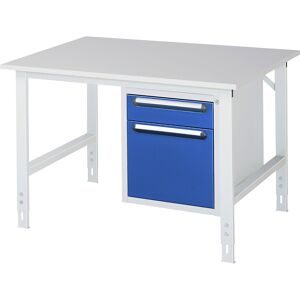 RAU, RAU höhenverstellbarer Werktisch Serie TOM, HxBxT 760-1.080 x 1.250 x 1.000 mm, 2 Schubladen, Arbeitsplatte Melamin-Belag