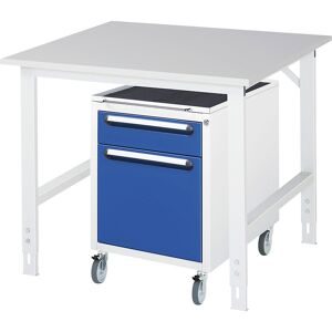 RAU, RAU Werkstatt-Set TOM 2-teilig, mit Werktisch, HxBxT 760-1.080 x 1.000 x 1.000 mm, Arbeitsplatte Melamin-Belag, zzgl. Roll-Container mit 2 Schubladen, HxBxT 690 x 480 x 600 mm