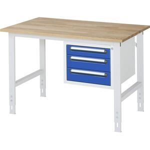 RAU, RAU höhenverstellbarer Werktisch Serie TOM, HxBxT 760-1.080 x 1.250 x 800 mm, 3 Schubladen, Arbeitsplatte Buche-Massiv