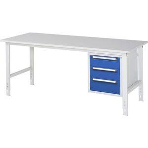 RAU, RAU höhenverstellbarer Werktisch Serie TOM, HxBxT 760-1.080 x 2.500 x 800 mm, 3 Schubladen, Arbeitsplatte Melamin-Belag