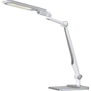 Hansa-by-styro, LED-Tischleuchte Multiflex, stufenlos dimmbar, 3 Farbtemperatur-Stufen, mit Fuss und Klemme, silber