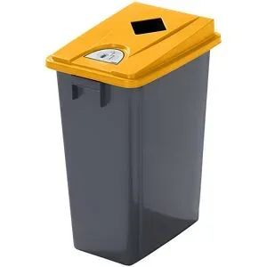 Robuster Wertstoffsammler mit Deckel, Volumen 60 l, flacher Deckel, Einwurf eckig Probbax