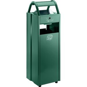 VAR, Abfallbehälter mit Ascher, Volumen 35 l, BxHxT 300 x 960 x 250 mm, grün RAL 6005 VAR