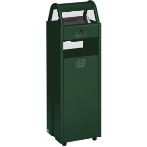 Abfallbehälter mit Ascher, Volumen 35 l, BxHxT 300 x 960 x 250 mm, grün RAL 6005 VAR