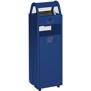 Abfallbehälter mit Ascher, Volumen 35 l, BxHxT 300 x 960 x 250 mm, blau RAL 5010 VAR