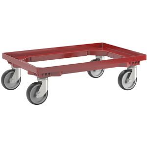 Profi-Fahrgestell, 600 x 400 mm, 4 Lenkrollen mit Gummibandage, rot eurokraft basic