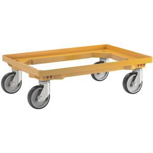 Profi-Fahrgestell, 600 x 400 mm, 4 Lenkrollen mit Gummibandage, gelb eurokraft basic