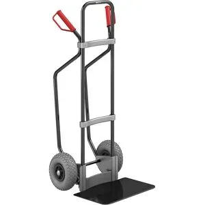 Sackkarre mit Kufen, schwarz, Schaufel-BxT 450 x 350 mm, schwarz, PU-Bereifung eurokraft pro