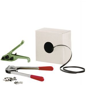 kaiserkraft Umreifungs-Set, PP-Band, Spanngerät, Verschlusszange, Band im Spenderkarton, Verschlusshülsen, Bandbreite 13 mm