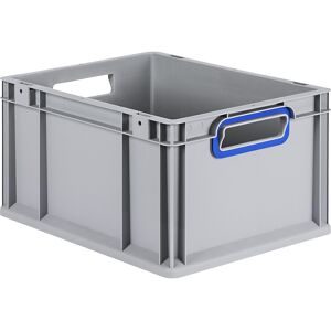 kaiserkraft Schwerlast-Euronormbehälter, Volumen 20,7 l, VE 4 Stk, Grifffarbe Blau