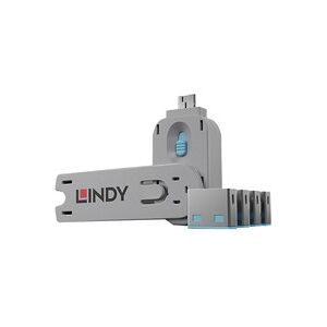 LINDY, LINDY USB-A Port Schloss USB-Lock + Key 4er Set Blau Schlüsselschloss inkl. 1 Schlüssel 40452
