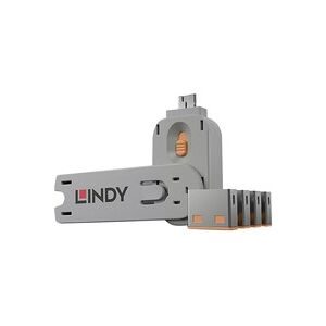 LINDY, LINDY USB-A Port Schloss USB-Lock + Key 4er Set Orange Schlüsselschloss inkl. 1 Schlüssel 40453