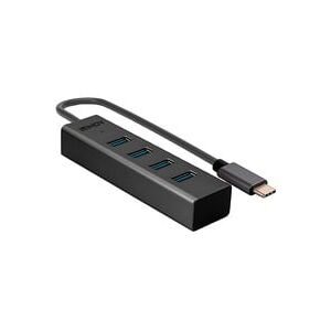 LINDY, LINDY 43325 USB-Hub 4 Port USB-A USB 3.2 Gen1 5 GBit/s mit USB-C® Stecker Grau 43325