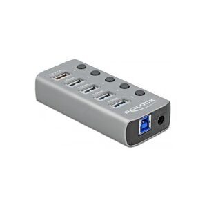 DeLock, DeLock - 63262 Schnittstellen-Hub USB 3.2 Gen 1 (3.1 Gen 1) Type-B 5000 Mbit/s Grau
